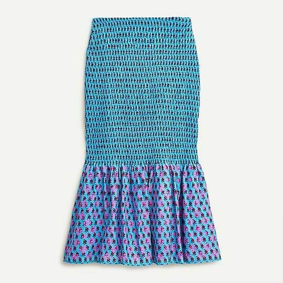J. Crew Dresses & Skirts - J. CREW Smocked Midi Skirt Monaco Blue Iris 00